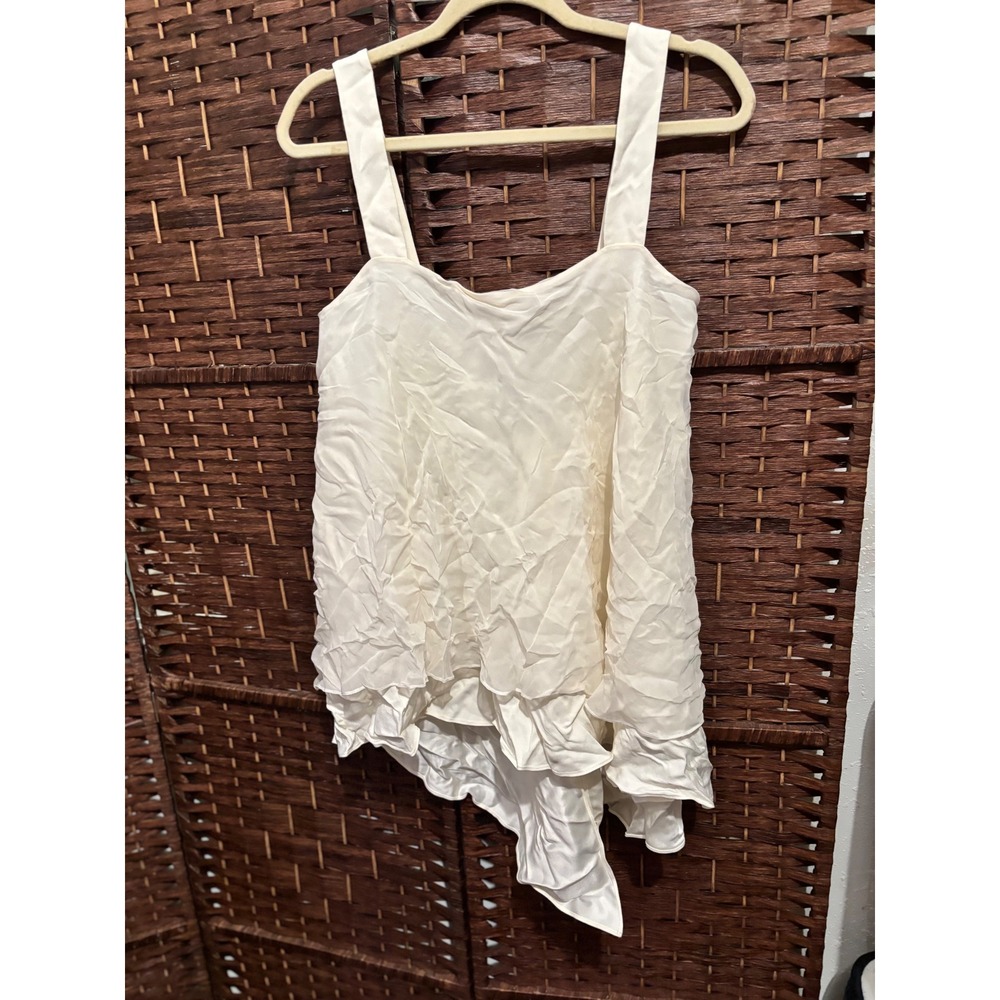 ADAM LIPPES Ivory Sleeveless‎ Asymmetrical Layered Silk Tank Top Sz 8